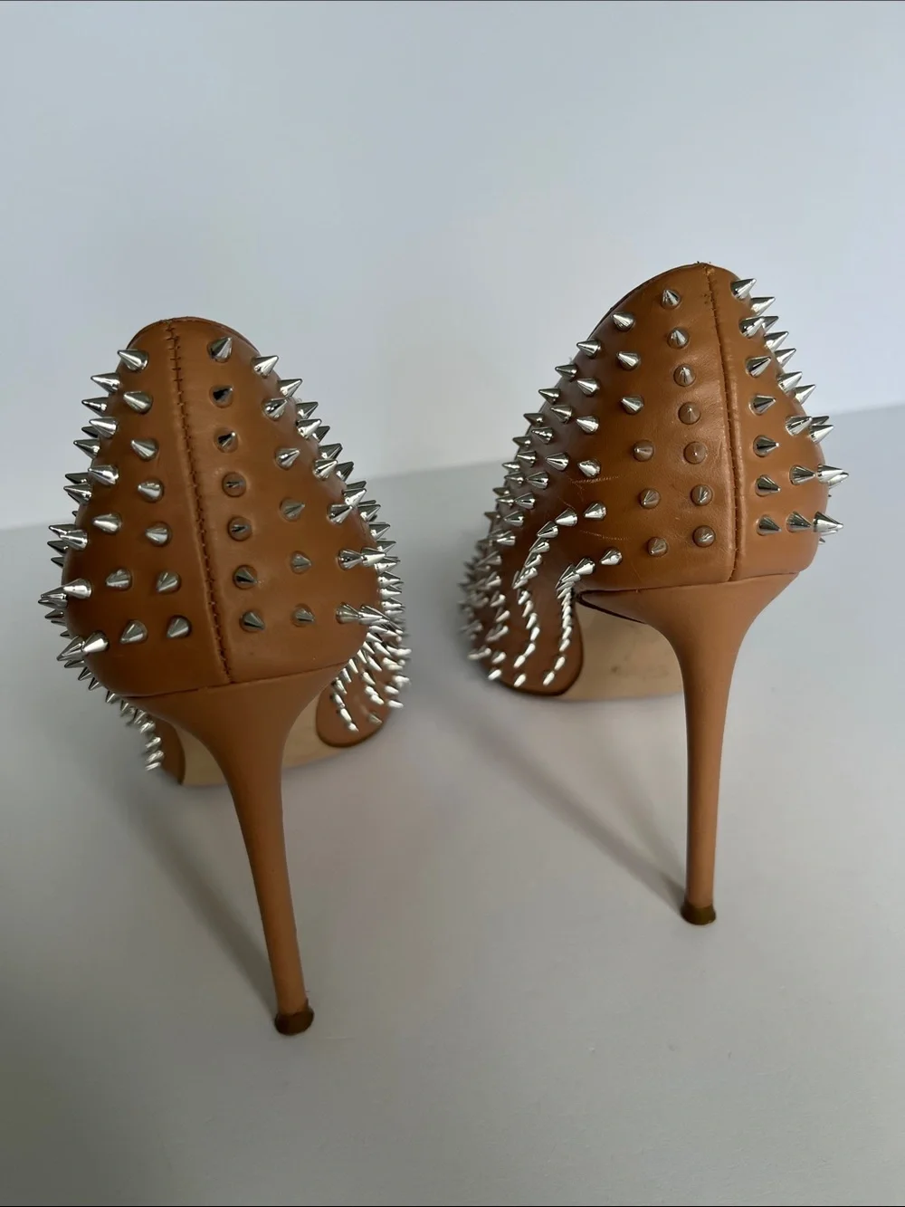 Steve Madden Tan Pointed-Toe Spike Stud Pumps - Picture 3 of 6